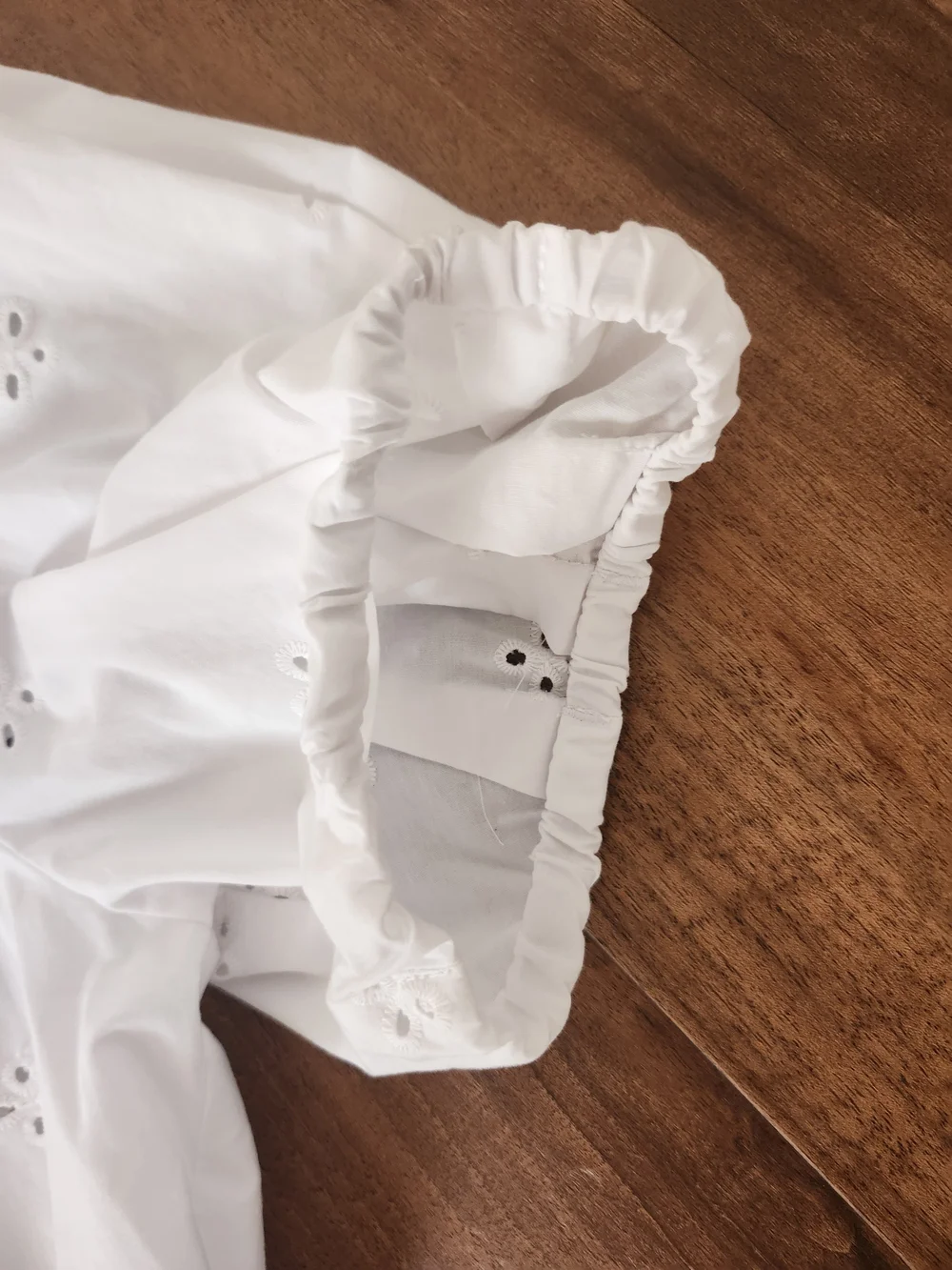 Women’s White Eyelet Tiered Mini Dress with Drawstring Waist 100% Cotton - Picture 12 of 13